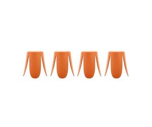 sweeek - Taburete apilable Polipiel, Set de 4, Niki, Naranja, 44x44x46 cm