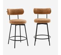 sweeek - Taburete de bar asiento giratorio metal y tela simple, set de 2 , Iris , 45x50x92 Camel