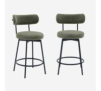 sweeek - Taburete de bar asiento giratorio metal y tela simple, set de 2 , Iris , 45x50x92 Verde