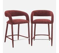 sweeek - Taburete de bar contemporáneo de tela, set de 2 , Alessia , 56x56x86 Burdeos