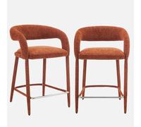 sweeek - Taburete de bar contemporáneo de tela, set de 2 , Alessia , 56x56x86 Terracotta