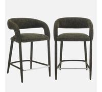 sweeek - Taburete de bar contemporáneo de tela, set de 2 , Alessia , 56x56x86 Verde kaki