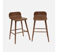 sweeek - Taburete de bar escandinavo de madera de hevea 67,5cm, set de 2 , Cassia , 50x48x84 Nogal