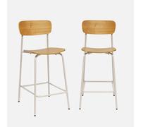 sweeek - Taburete de bar vintage metal y contrachapado, set de 2 , Toby , 42x50x94 Beige