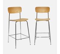 sweeek - Taburete de bar vintage metal y contrachapado, set de 2 , Toby , 42x50x94 Gris perlado