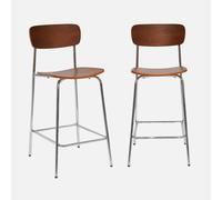 sweeek - Taburete de bar vintage metal y contrachapado, set de 2 , Toby , 42x50x94 Gris perlado