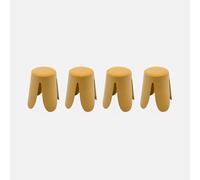 sweeek - Taburetes apilable de borreguito texturizado, set de 4 , Niki , 44x30x46 Mostaza