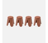sweeek - Taburetes apilable de borreguito texturizado, set de 4 , Niki , 44x30x46 Terracotta