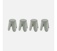 sweeek-Taburetes apilable de Borreguito Texturizado, Set de 4 Verde celadón - 40x30x46 cm
