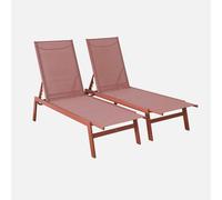 sweeek - Tumbona de acero multi posiciones, set de 2 , Flora , 155x59x106 Terracota