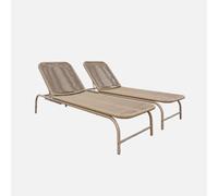 sweeek - Tumbona de acero y cuerda multiposición, set de 2 , Orika , 195x63x32 Beige