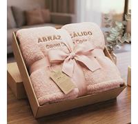 Sweet Dream Code Manta de Sofá Grande Invierno Sherpa Borreguito (160x200cm) - Manta Pelo Suave con Packaging de Lujo Caja Regalo con Lazo de Cumpleaños, Decoración Hogar Rosa Empolvado