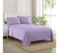 Sweet Home Collection 1500 Hilos 4 Piezas Calidad Egipcio Bolsillo Profundo Juego de sábanas, Completa, Beige, Morado Claro, Matrimonio