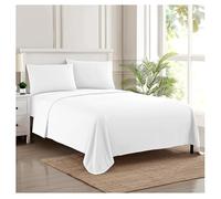 Sweet Home Collection 1500 Hilos 4 Piezas Calidad Egipcio Bolsillo Profundo Juego de sábanas, Completa, Beige, Blanco, Cama Individual