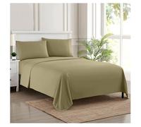 Sweet Home Collection 1500 Hilos 4 Piezas Calidad Egipcio Bolsillo Profundo Juego de sábanas, Completa, Beige, Salvia, Cama Individual