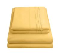 Sweet Home Collection 1500 Hilos 4 Piezas Calidad Egipcio Bolsillo Profundo Juego de sábanas, Completa, Beige, Amarillo, Matrimonio Doble