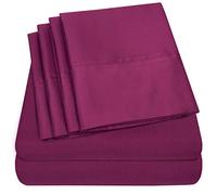 Sweet Home Collection 6 Piece Bed Sheets 1500 Thread Count Fine Microfiber Deep Pocket Set-Extra Pillow Cases, Value, California King, Berry