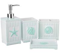 Sweet Home Collection Decoración contemporánea para bañera y Ducha, Resina, Conchas de Playa, Juego de 4 Piezas