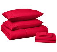 Sweet Home Collection Juego de edredón para Cama en una Bolsa, Color sólido para Todas Las Estaciones Ropa Alternativa de plumón ultrasuave y sábanas de Lujo, Poliéster, Rojo, Completo, Plein