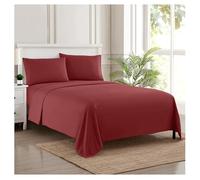 Sweet Home Collection Juego de Ropa de Cama de Lujo con sábana encimera, sábana Bajera, 2 Fundas de Almohada, Microfibra, borgoña, tamaño matrimonial