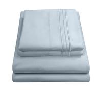 Sweet Home Collection Sábanas de Microfibra cepillada con Bolsillo Profundo de 4 Piezas, 100% Doble Fina, Azul Niebla, tamaño King