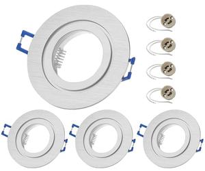 Sweet Led 4x marco empotrable incluido casquillo GU10 - IP44 focos empotrables para baño, focos LED empotrables redondos de aluminio - Ø 84mm, plateado
