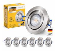 Sweet Led Empotrable LED 5W 230V 360Lumen, Regulable en 3 Pasos sin Dimmer, Luz de Techo Empotrada, Inteligente y Ajustable, (6x Cromado)