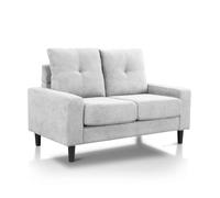 SWEET SOFA® - Sofá 2 plazas Oxford. Sofás de salón Estilo nordico. Tapizado Color Gris Claro. Patas Negras.