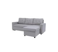 SWEET SOFA® Sofá Cama Chaise Longue 230 x 148 x 90 cm de 3 Plazas CLONY II - Sofá con Asientos Deslizantes, Tapizado en Tela en Gris