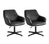 Sweetcrispy 2 sillas de Comedor giratoria y Altura Ajustable - Sillón de Comedor con reposabrazos Giratorio 360° Negro