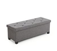 Sweetcrispy Banco con Espacio de Almacenamiento, Banco con Patas, 110 x 38 x 38 cm, Cofre Plegable, Caja de Almacenamiento con Tapa, soporta hasta 300 kg, para salón, Dormitorio, Pasillo, Gris Oscuro