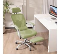Sweetcrispy Silla de oficina giratoria, malla alta reclinable, ruedas, soporte lumbar, Verde