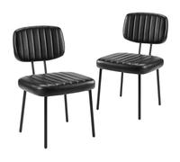 Sweetcrispy - Juego de 2 sillas de Comedor tapizadas de Mediados de Siglo Modernas con Asiento de cojín de Piel sintética y Patas de Metal para la Oficina en casa, Sala de Estar, Color Negro