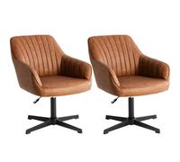 Sweetcrispy Silla de Comedor giratoria y Ajustable en Altura - Sillón de Comedor con reposabrazos, Giratorio 360° para Comedor, Color marrón