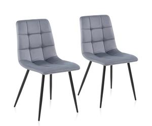Sweetcrispy Silla de Comedor, Silla de Cocina con Patas de Metal - Terciopelo Silla de Comedor sin reposabrazos, sillas Modernas para Comedor, 2 Piezas, Gris