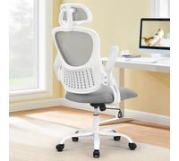 Sweetcrispy Silla de escritorio de oficina en casa, ergonómica, con respaldo alto, sillas de computadora de trabajo con ruedas y reposacabezas ajustables, cómodo soporte lumbar, cómodos brazos