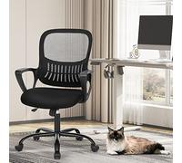 Sweetcrispy Silla de Oficina ergonómica, de Escritorio con Soporte Lumbar, reposabrazos Ajustables, Ajustable en Altura, Adecuada para Dormitorio