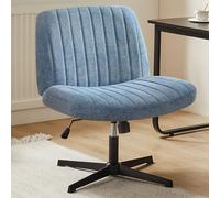 Sweetcrispy Silla de Oficina sin reposabrazos, Silla de Escritorio con Funda de Tela, Silla de Lectura con cojín más Ancho para Sentarse en el Asiento de Sastre, Altura Regulable, Silla giratoria de