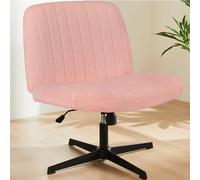 Sweetcrispy Silla de Oficina sin reposabrazos, Silla de Escritorio con Terciopelo de Peluche, Silla de Lectura con cojín más Ancho para Sentarse en el Asiento de Sastre, Altura Ajustable, Silla