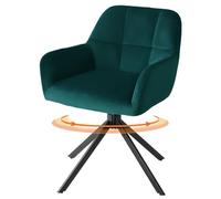 Sweetcrispy Sillas de Comedor, 360° Giratoria, Sillas de Cocina, Sillas de Comedor Nordicas, Silla de Tocador, Soporta hasta 120 kg, con Reposabrazos y Patas de Acero, Silla de Escritorio Para Oficina