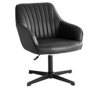 Sweetcrispy Sillas de Comedor, Silla de Cocina giratoria y Ajustable en Altura - Silla de Comedor de Cuero con reposabrazos, Silla giratoria de 360° en Negro, 1 Pieza