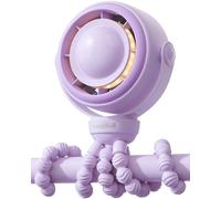 SWEETFULL Ventilador para cochecito de bebé, recargable de 4000 mAh, 4 velocidades, silencioso, con pantalla LED y luz nocturna, mini ventilador portátil de 360° con clip para asiento de coche, cuna