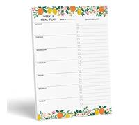 Sweetzer & Orange Planificador de comidas semanal afrutado y bloc de notas magnético con lista de compras. Bloc de planificación de comidas de 7x10” con lista de compras desprendible.