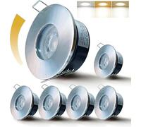 Sweier Downlight Led Techo Empotrable, 5W 480LM Focos LED Techo Empotrable Regulable 3000K Blanco Neutro 4000K Blanco Frío 6000K Empotrables LED Techo, IP65 Foco Baño, Corte 68-75mm, Níquel Juego de 6