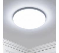 Sweier Plafon LED Techo, IP54 lámpara de baño impermeable, 18 W 2200LM, blanco frío 6000K, lámpara de techo delgada, 230 mm, luminaria circular blanca adecuada para cocinas, salas de estar, pasillos