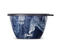 S'well Salad Bowl Kit, Azurite Marble 1.9L - Salad Lunch Box with Condiment Container and Removable Tray - Leak-Proof and Dishwasher Safe