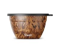 S'well Salad Bowl Kit, Teakwood, 1.9L - Salad Lunch Box with Condiment Container and Removable Tray - Leak-Proof and Dishwasher Safe