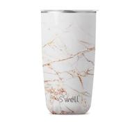 S'well Tumbler with Lid, 530ml, Calacatta Gold, BPA/BPS-Free Vacuum Triple-Insulated Travel Cup with Slide-Open Lid, for Hot and Cold Beverages, At Home or Work up to 12h Cold/4h Hot