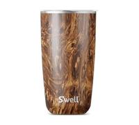 S'well Tumbler with Lid, 530ml, Teakwood, BPA/BPS-Free Vacuum Triple-Insulated Travel Cup with Slide-Open Lid, for Hot and Cold Beverages, At Home or Work up to 12h Cold/4h Hot