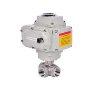 SWEWDSQG Válvula de Bola motorizada de Tres vías de 3" de Acero Inoxidable Q941/45F-16P Válvula de Bola eléctrica con Rosca Hembra Tipo T/L DC24V AC220V(24V,T Type)